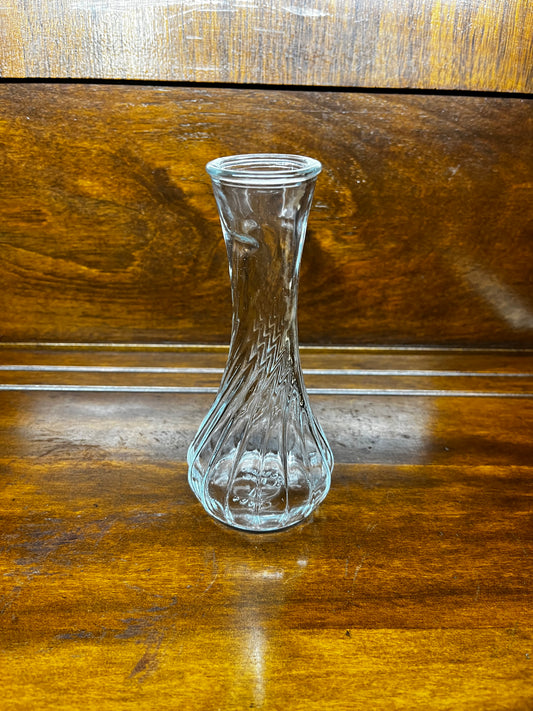 Vintage Hoosier Glass Swirl Bud Vase