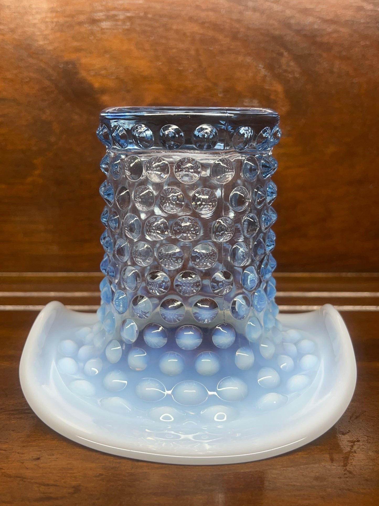 Vintage Opalescent Hobnail Art Glass Top Hat