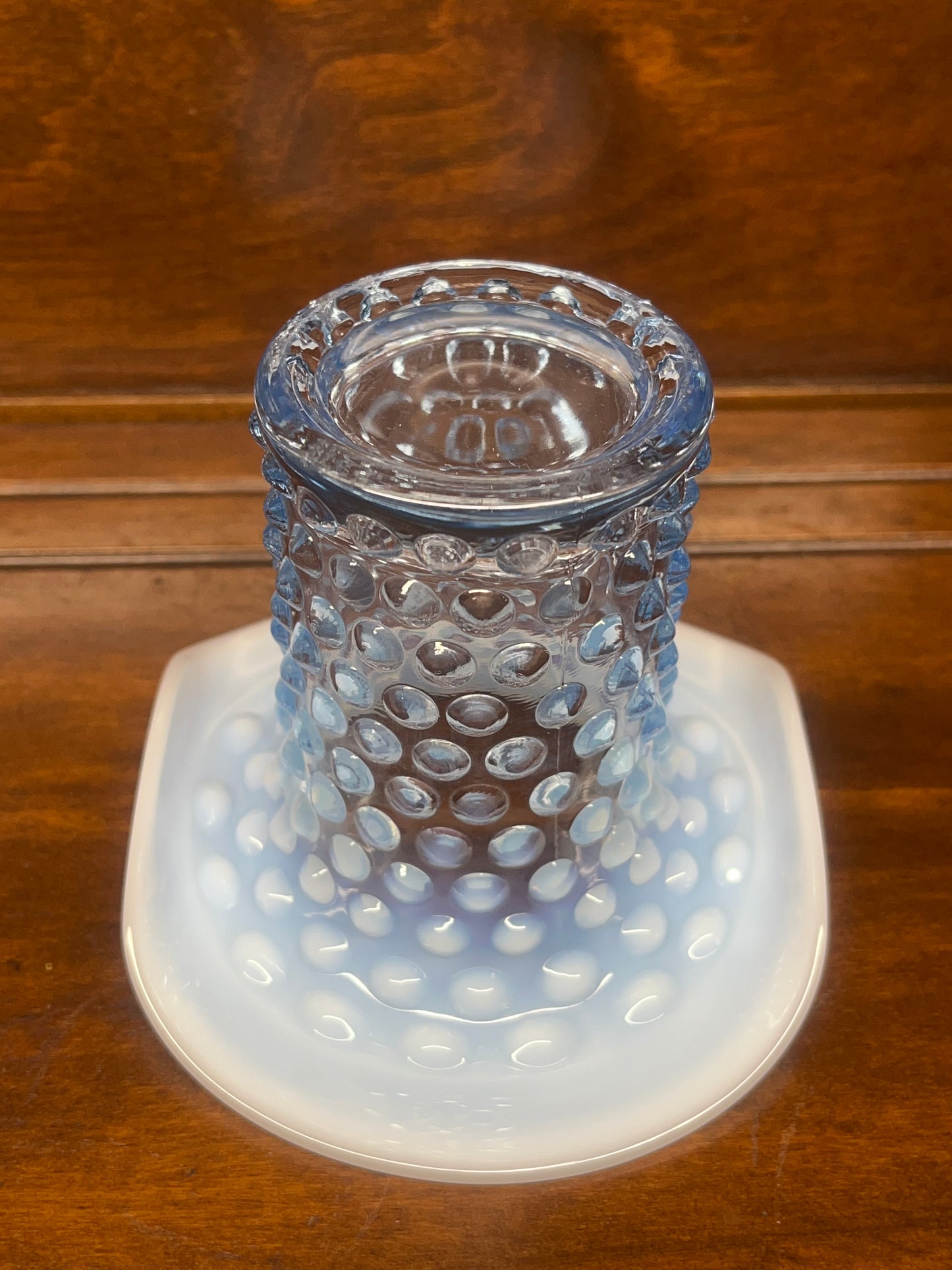 Vintage Opalescent Hobnail Art Glass Top Hat