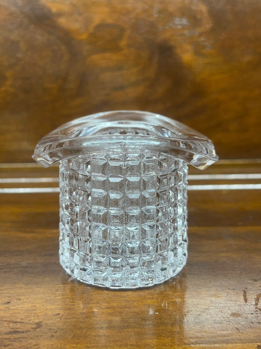 Vintage Clear Glass Square Pattern Toothpick Art Glass Top Hat