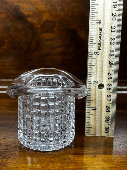 Vintage Clear Glass Square Pattern Toothpick Art Glass Top Hat