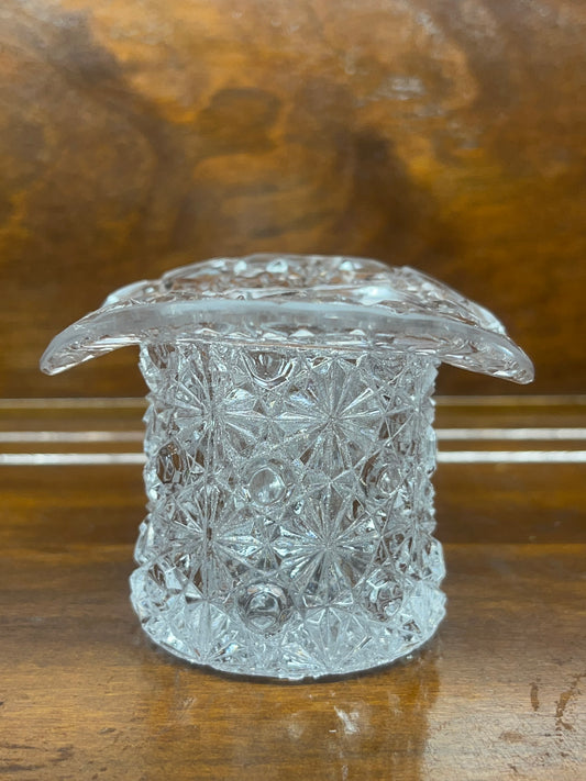 Vintage Fenton Clear Daisy and Button Art Glass Top Hat