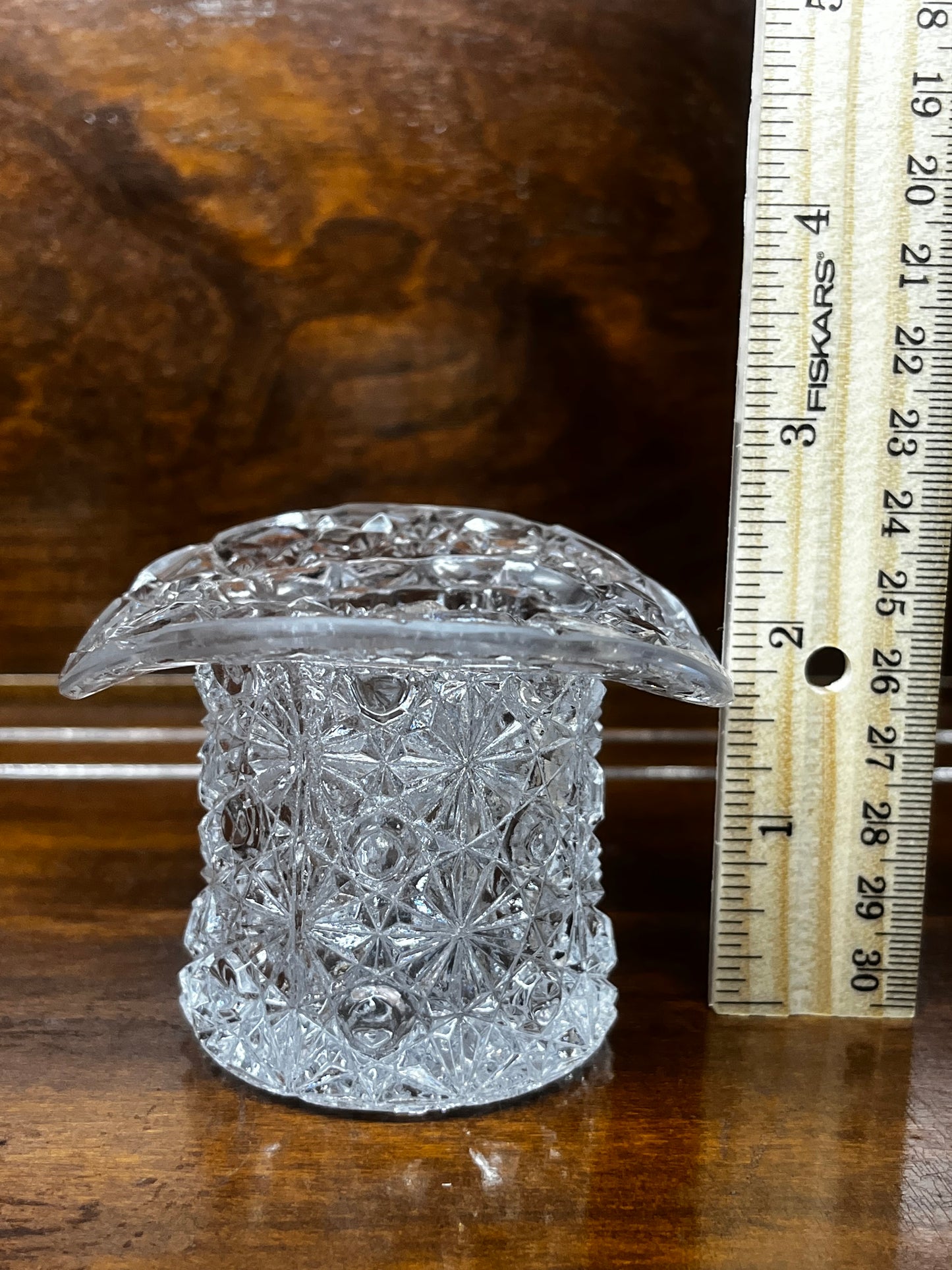 Vintage Fenton Clear Daisy and Button Art Glass Top Hat