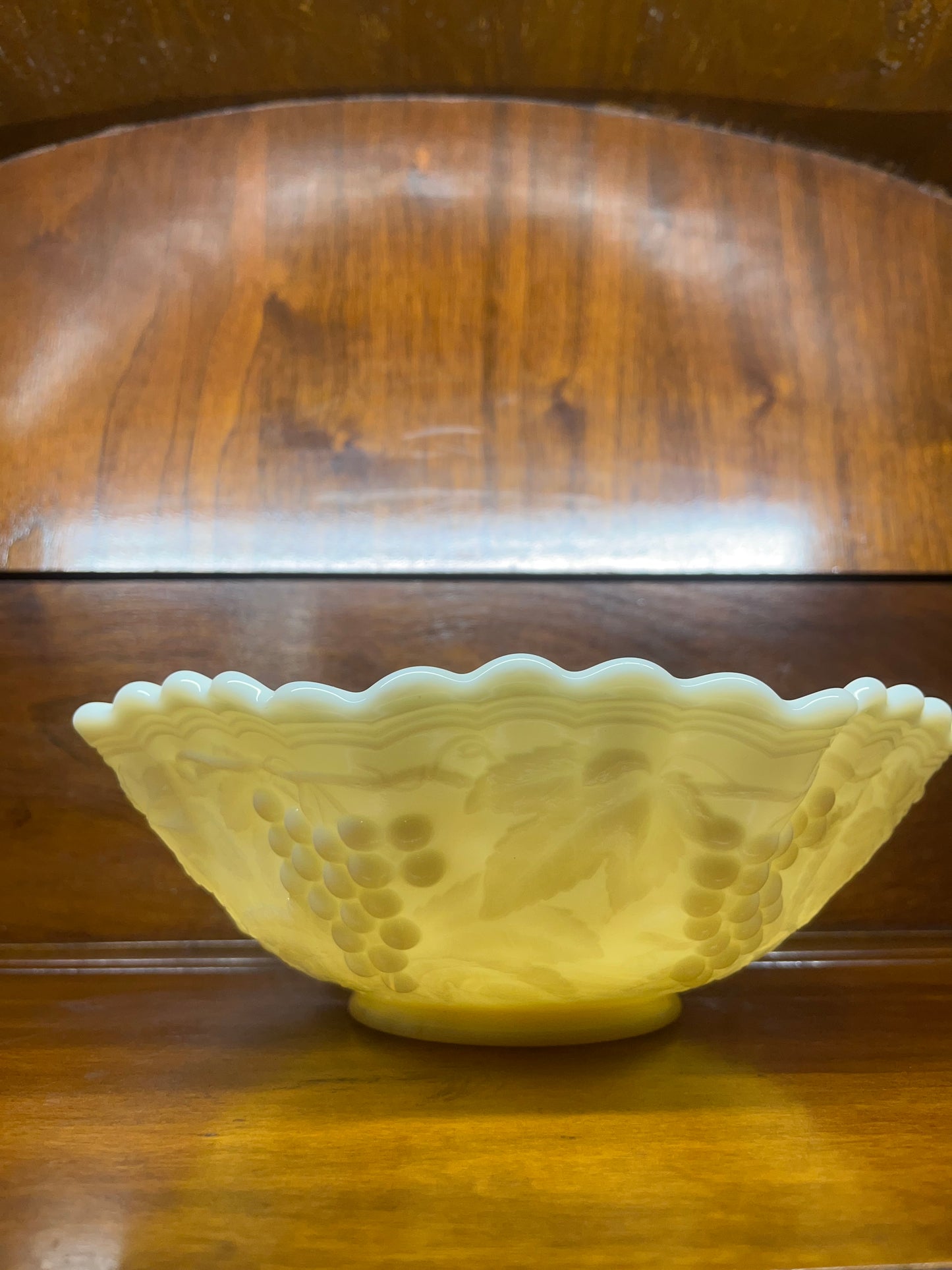 Vintage Imperial Milk Glass Grape Pattern Bowl