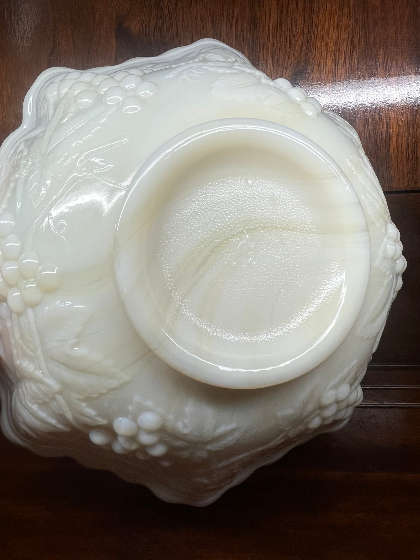 Vintage Imperial Milk Glass Grape Pattern Bowl