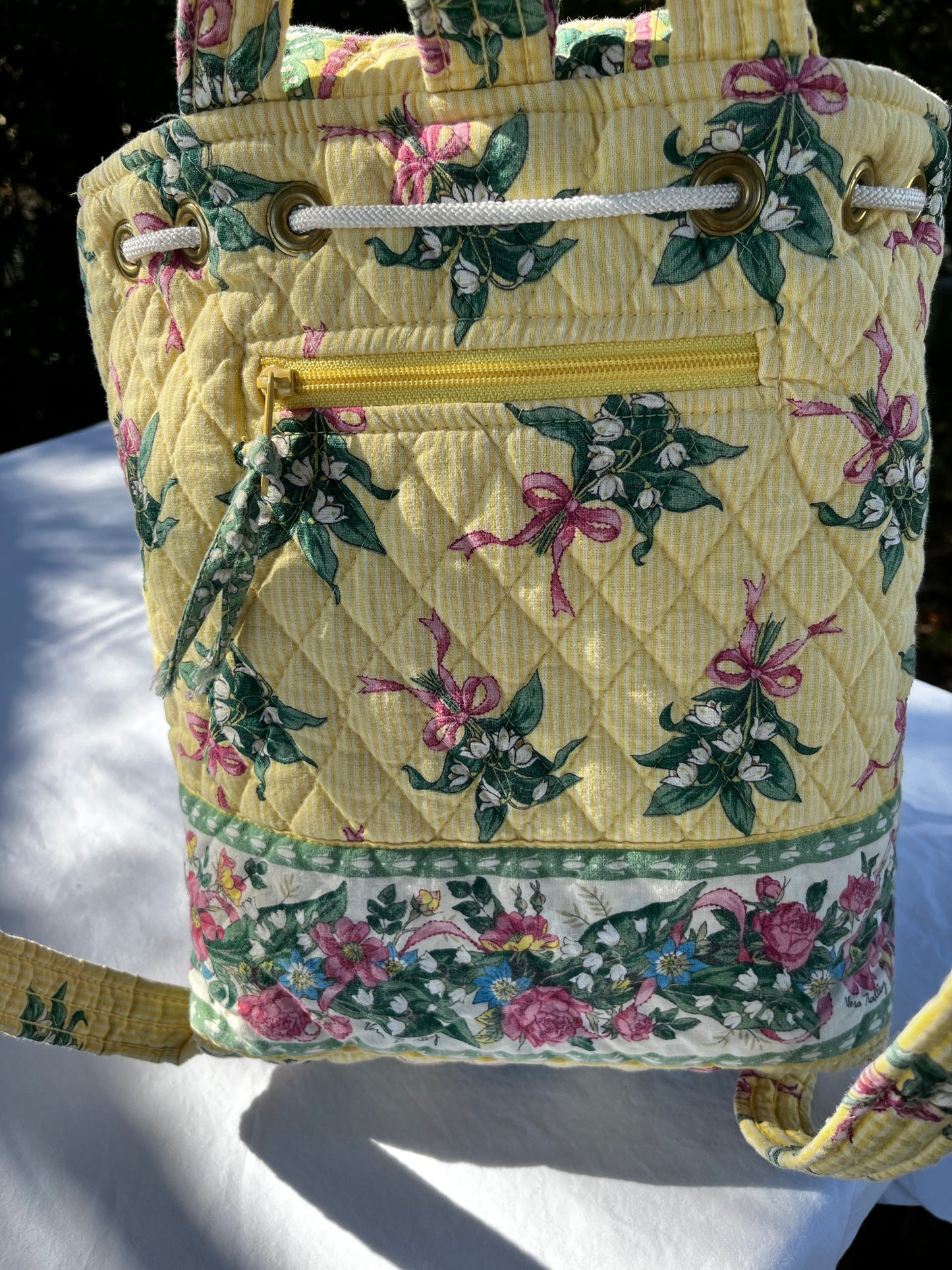 Yellow Hope Vera Bradley Drawstring Backpack