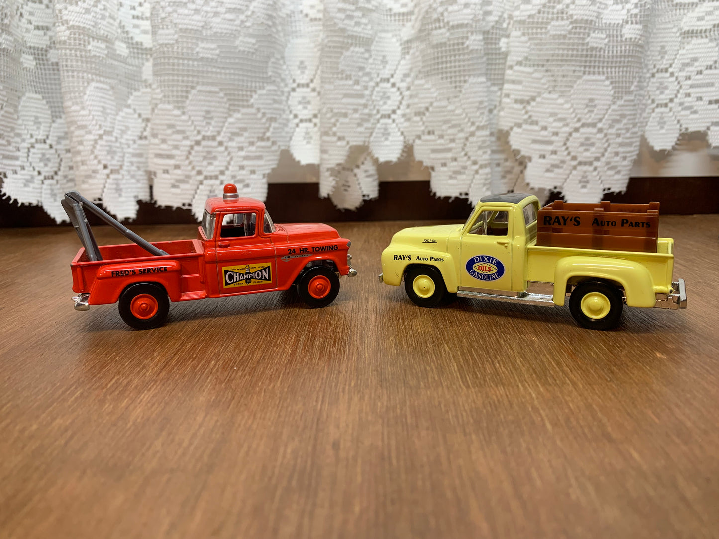 1955 Red Chevrolet 3100 Matchbox & 1953 Ford F-100 Yellow Ray's Pickup