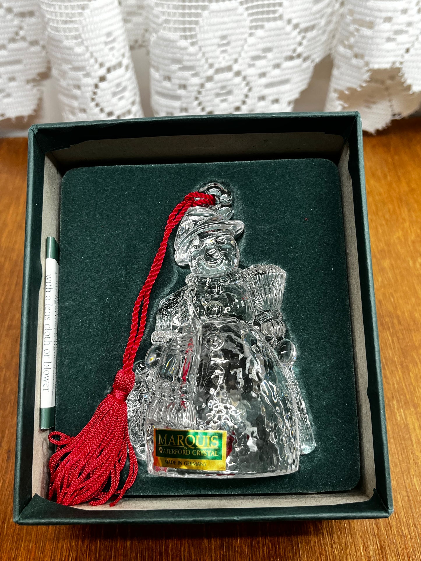 Boxed Waterford Marquis Crystal Snowman Bell Ornament First in series