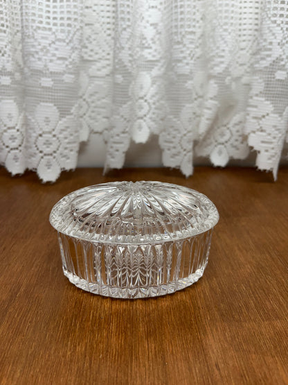 Beautiful Vintage Crystal Oval Trinket Box with lid