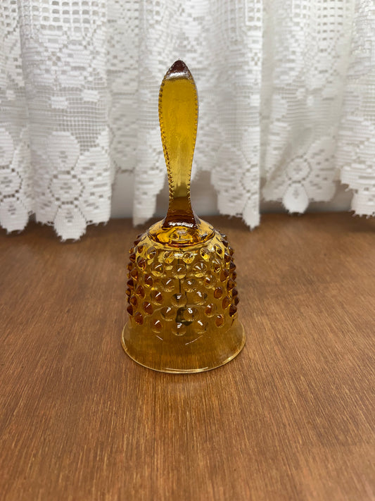 Vintage Fenton Colonial Amber Glass Hobnail Bell