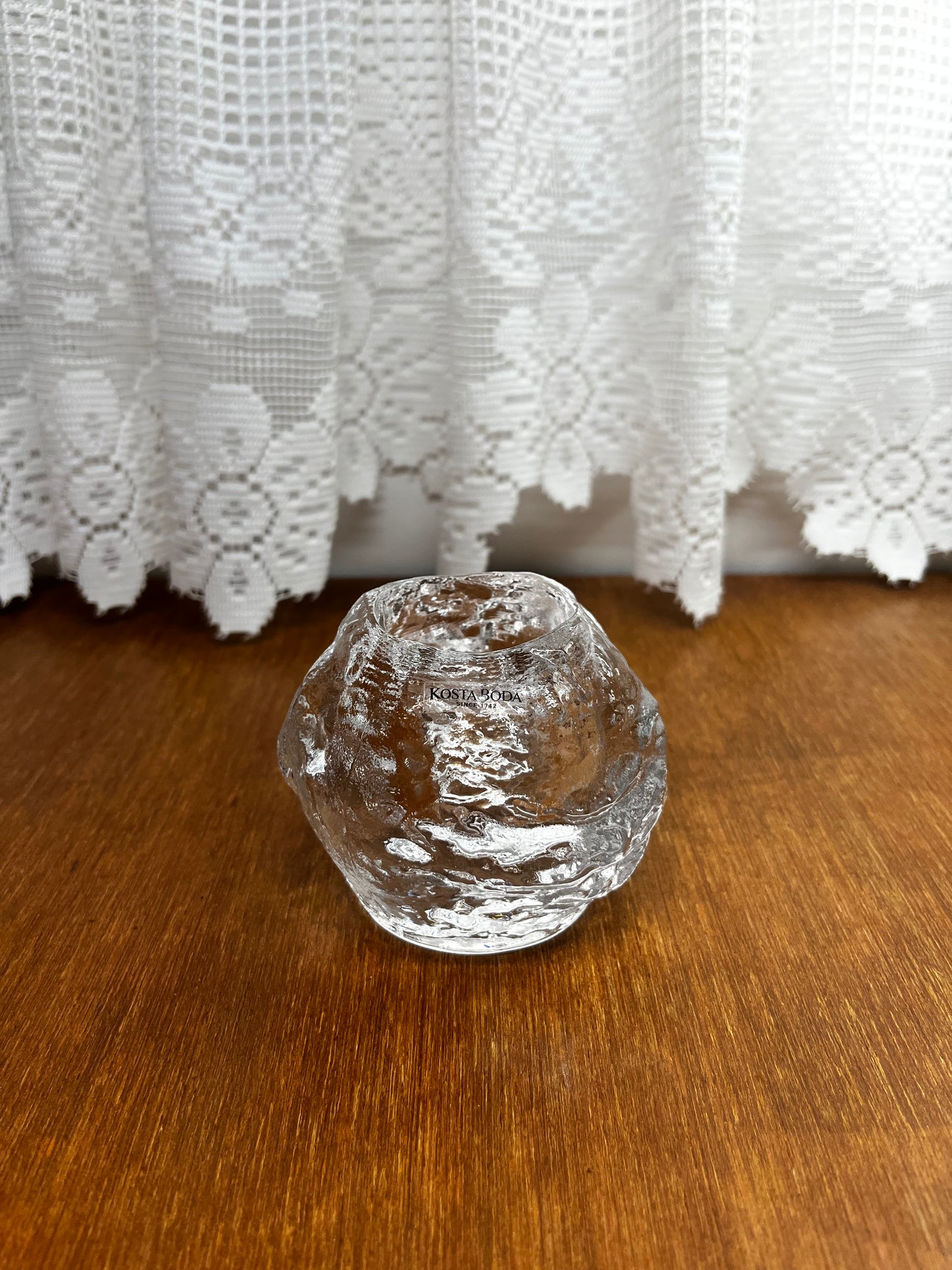 Vintage Kosta Boda Glass Snowball Candle Holder (Since 1742)