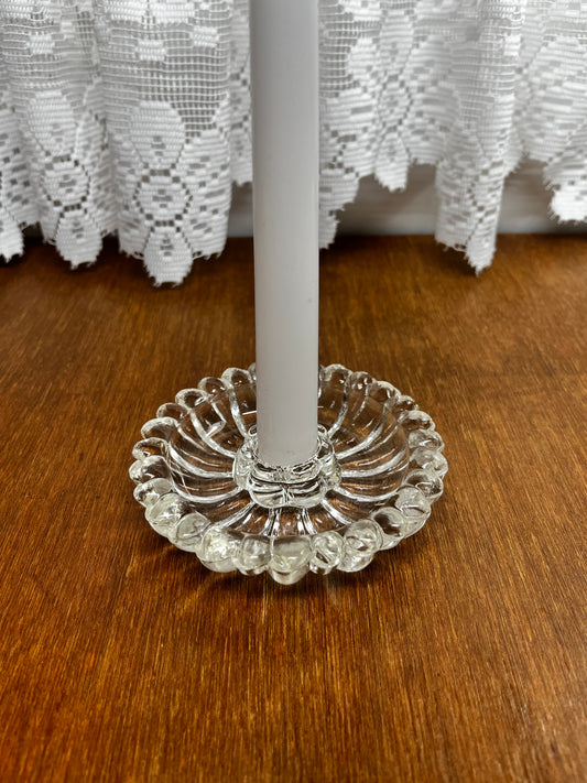 Beautiful Set of  Vintage Glass Daisy Candle Holders