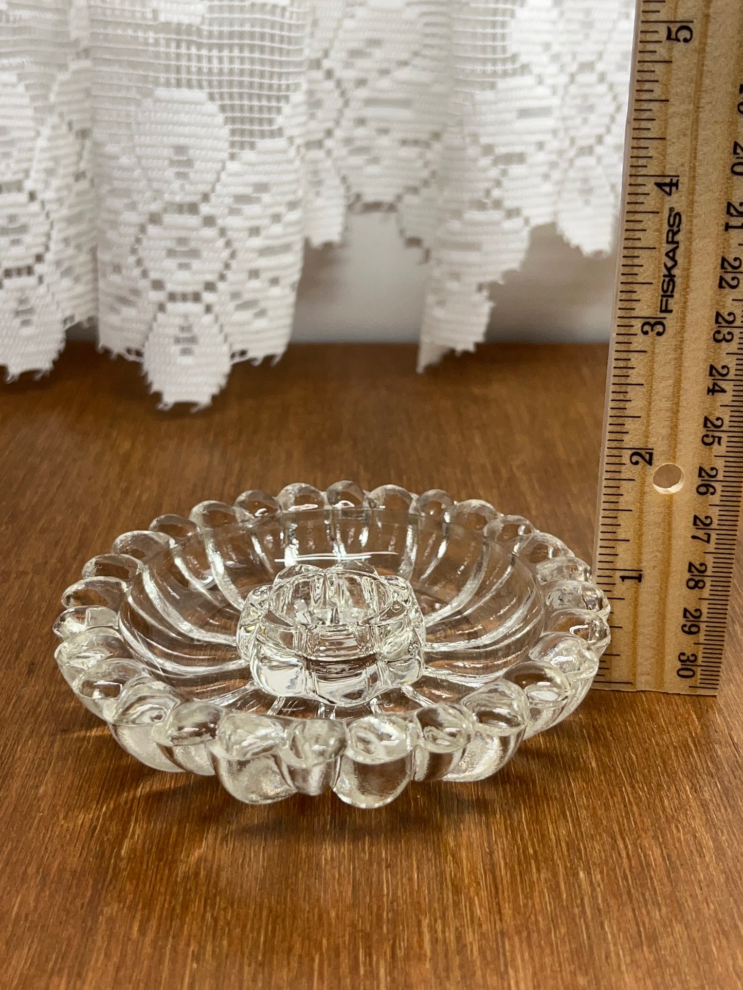 Beautiful Set of  Vintage Glass Daisy Candle Holders