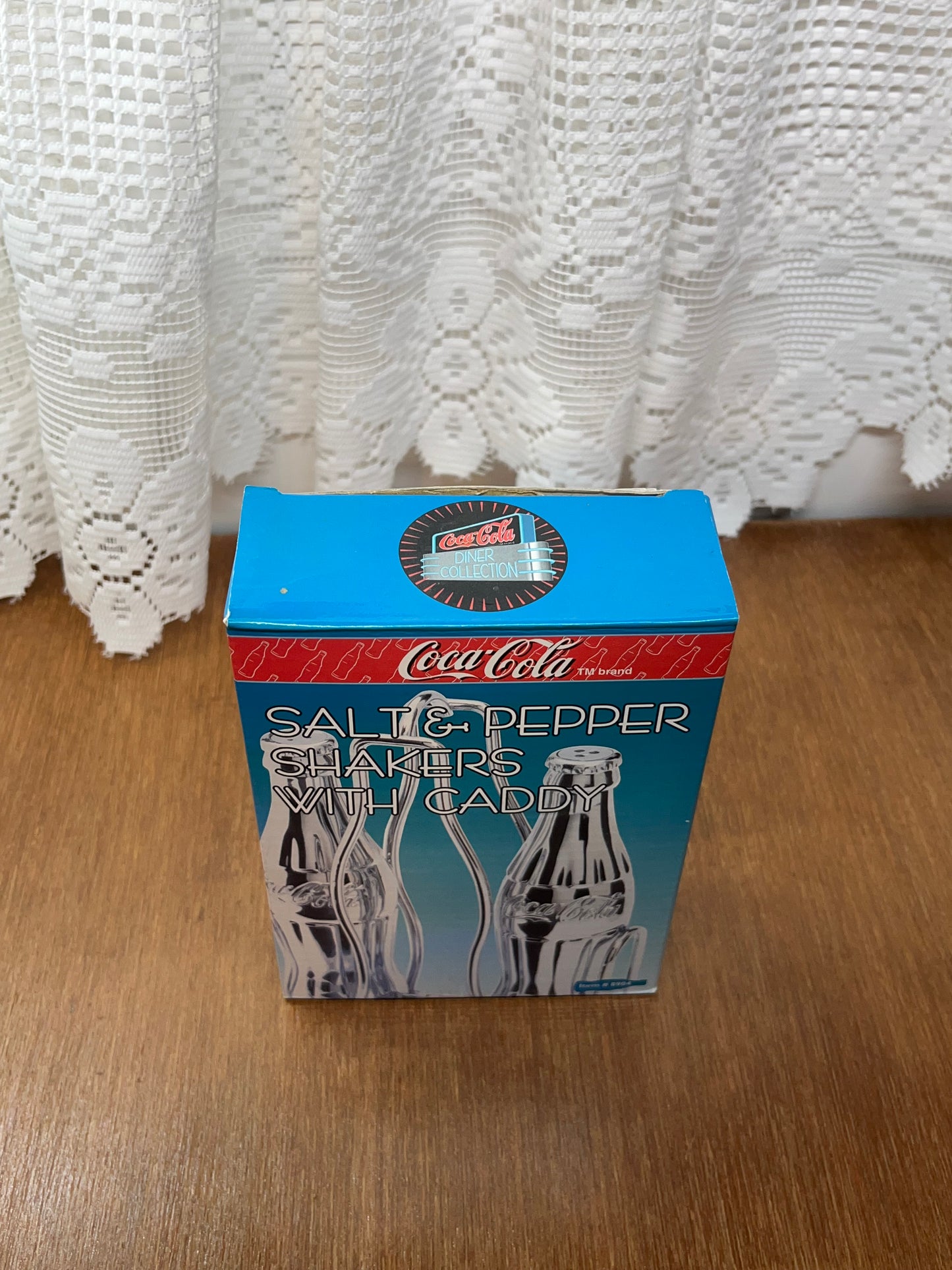 Vintage Chrome Coca Cola Diner Collection Salt & Pepper Shakers with Caddy