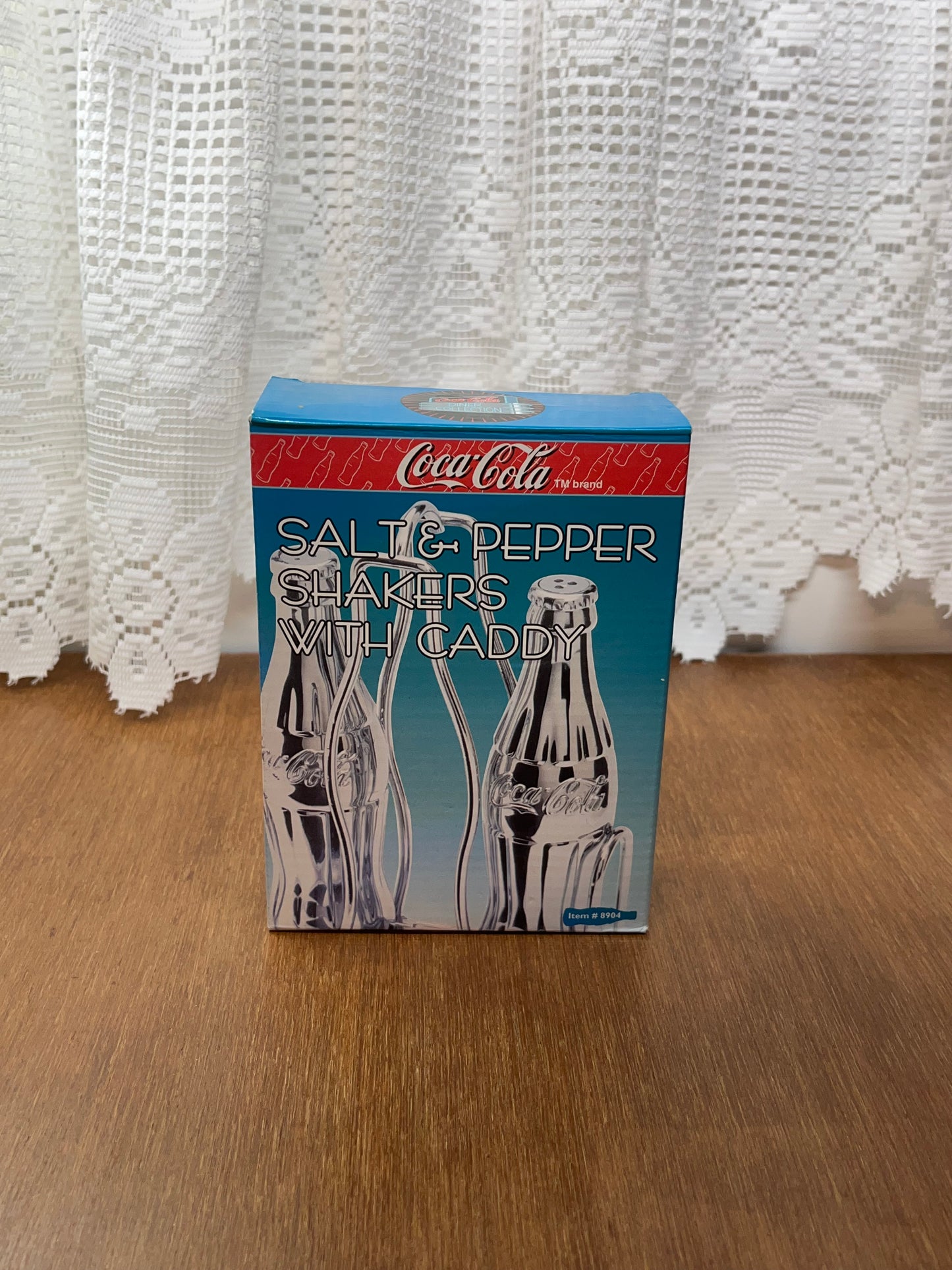 Vintage Chrome Coca Cola Diner Collection Salt & Pepper Shakers with Caddy