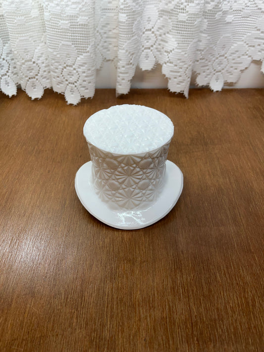 Vintage Art Glass Milk Glass Daisy and Button Top Hat