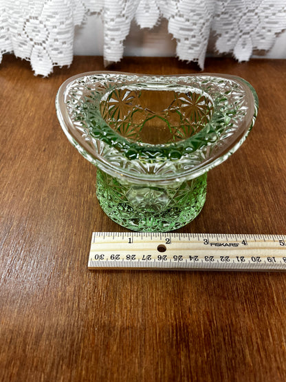 Vintage Light Green Art Glass Daisy and Button Top Hat