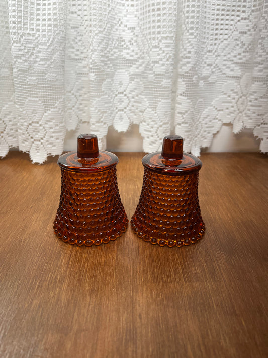 Vintage Amber Hobnail Votive Peg Candle Shades