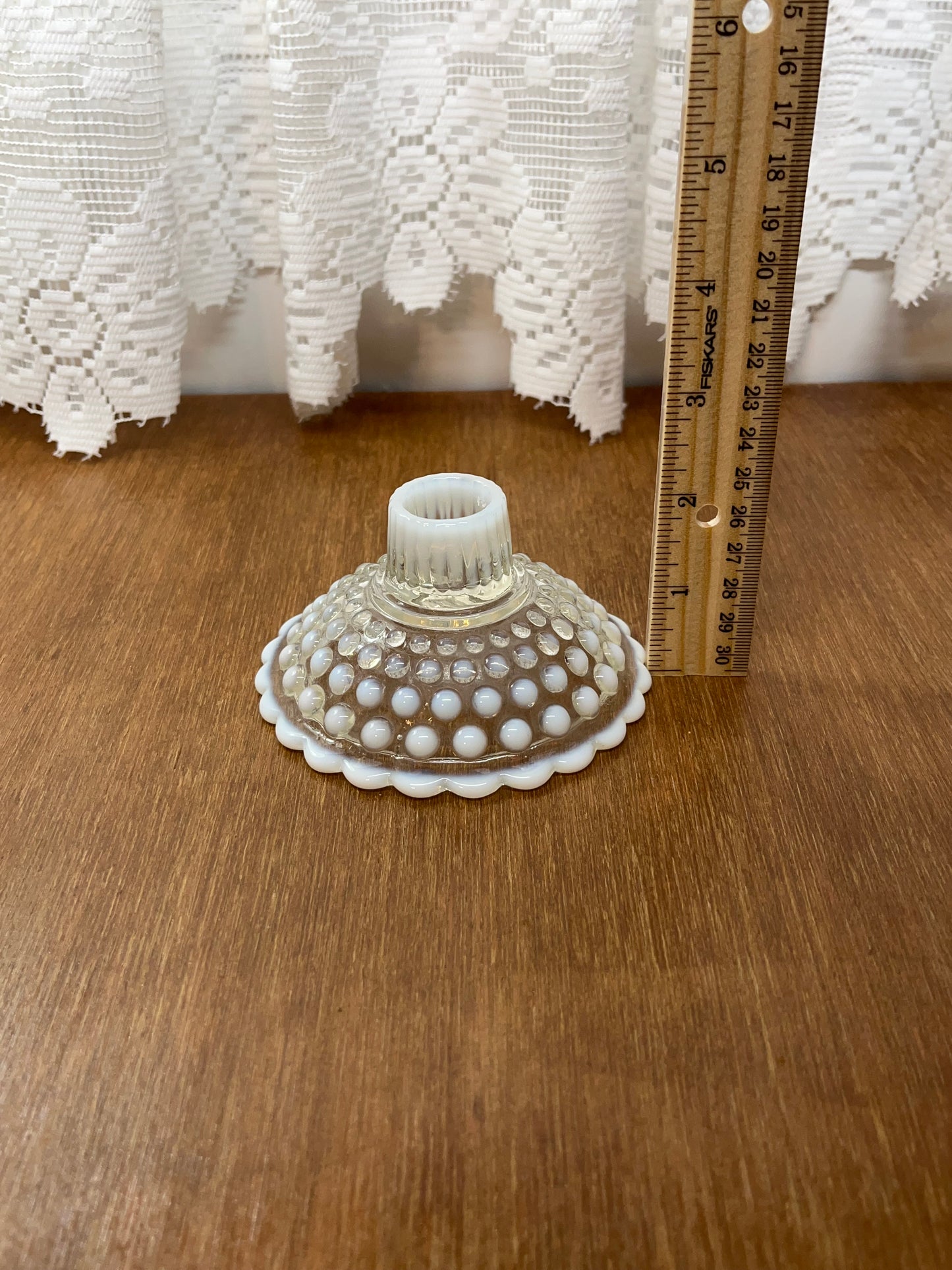 Vintage White Ombre Fenton Hobnail Candle Holder