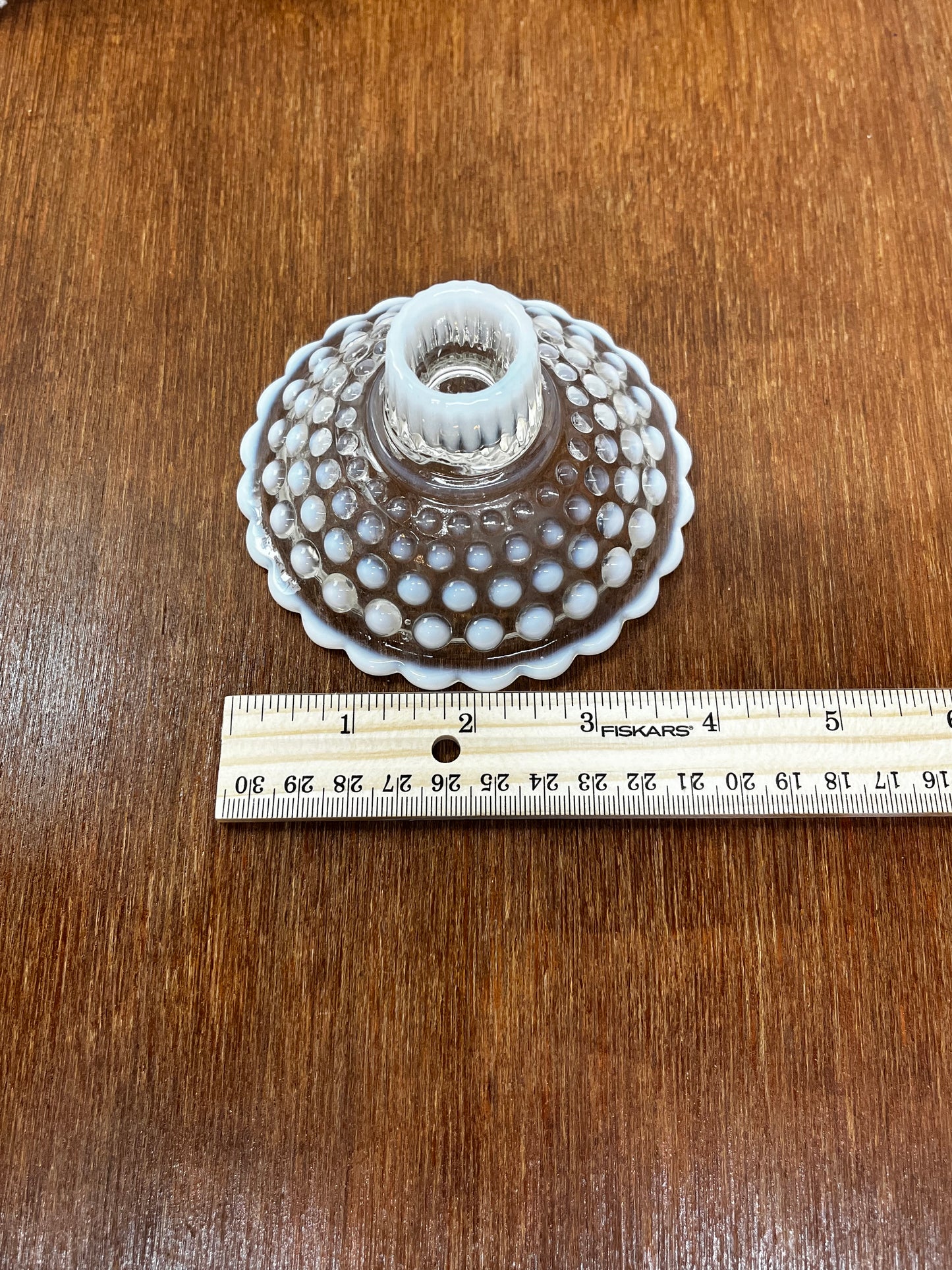 Vintage White Ombre Fenton Hobnail Candle Holder