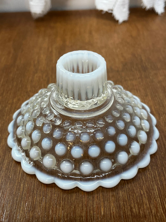 Vintage White Ombre Fenton Hobnail Candle Holder