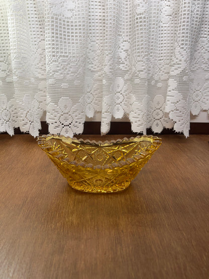 Vintage L.E Smith Amber Glass Saw tooth Oblong Dish