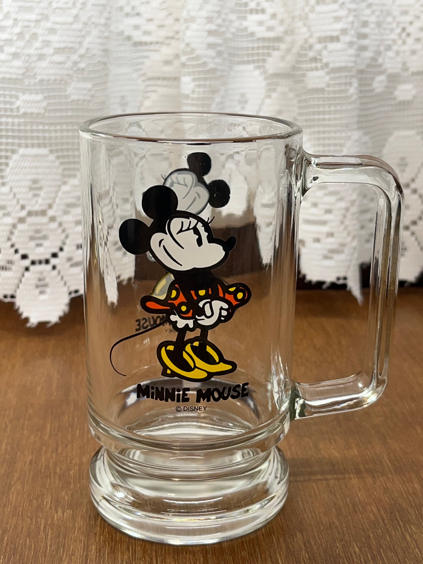 Vintage Minnie Mouse Walt Disney Pedestal Glass Mug