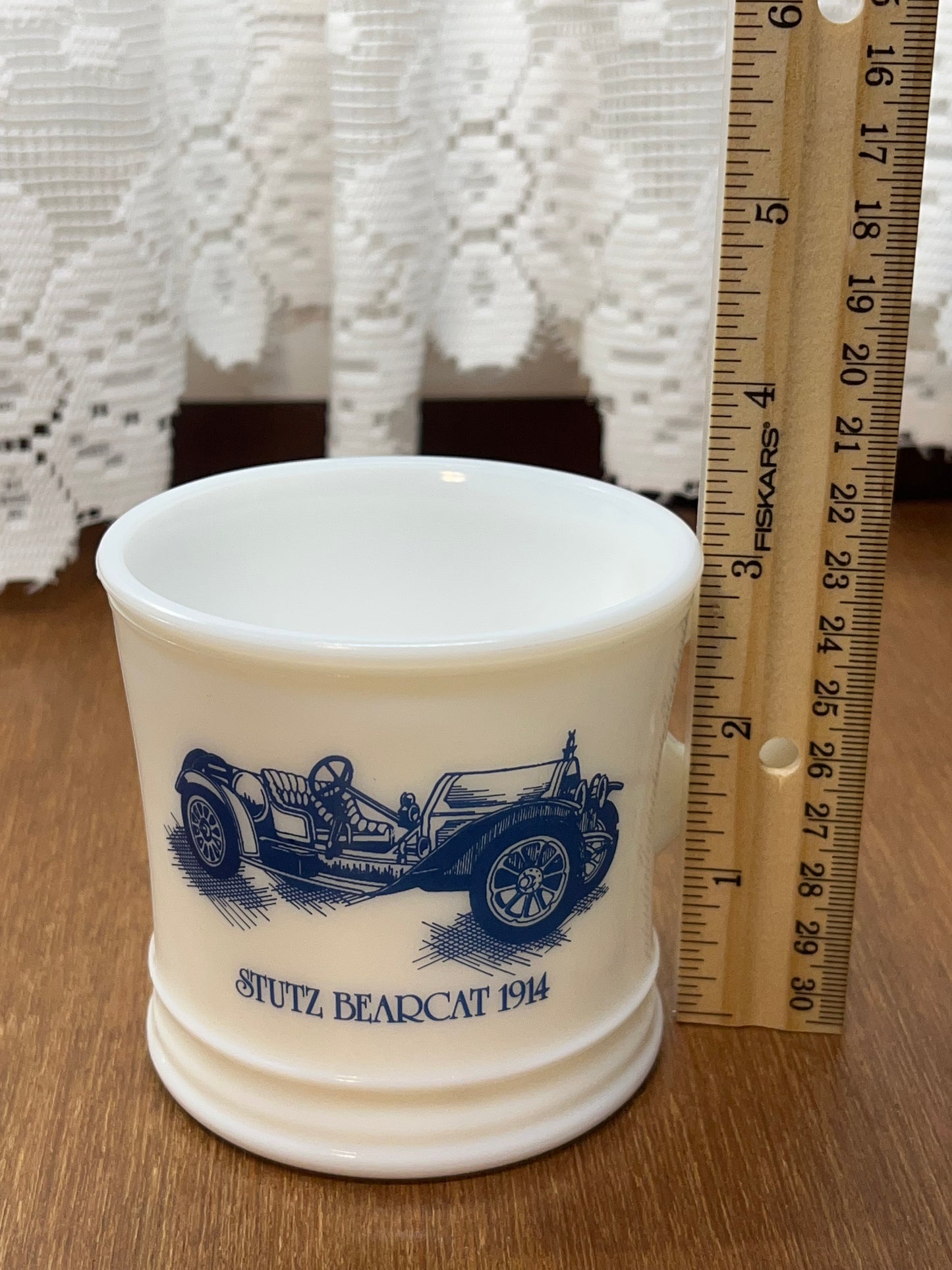 Vintage Stutz Bearcat 1914 Milk Glass Shaving Mug