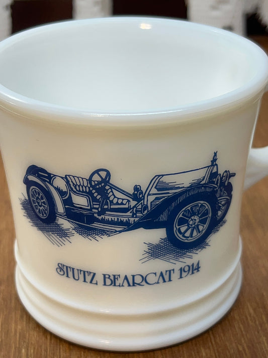 Vintage Stutz Bearcat 1914 Milk Glass Shaving Mug