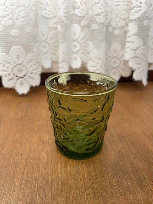 Vintage Anchor Hocking Lido Milano Olive Green Drinking Glass