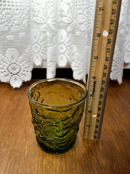 Vintage Anchor Hocking Lido Milano Olive Green Drinking Glass