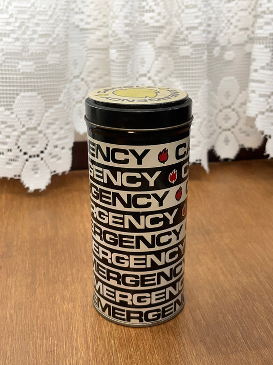 Vintage Emergency Candles Including Tin and Candle Holding Lids