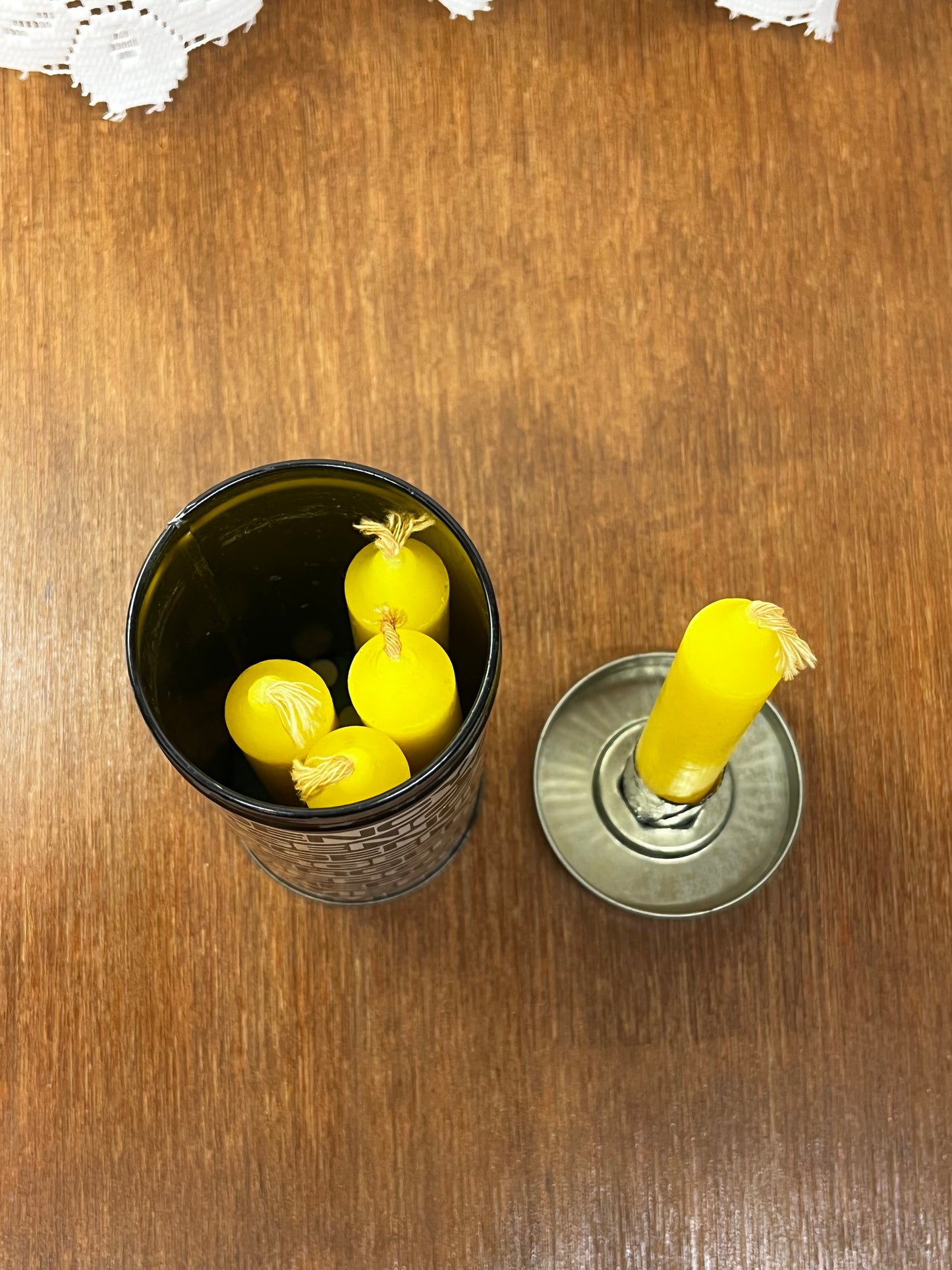 Vintage Emergency Candles Including Tin and Candle Holding Lids