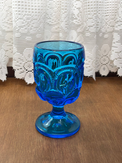 Vintage Blue Moon and Stars Blue Water Goblet