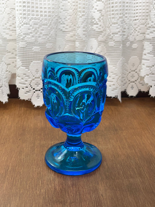 Vintage Blue Moon and Stars Blue Water Goblet