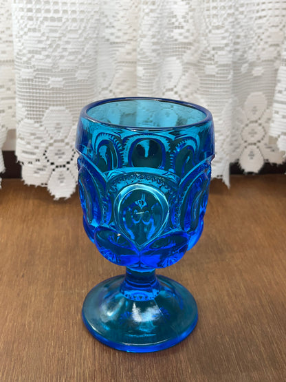 Vintage Blue Moon and Stars Blue Water Goblet