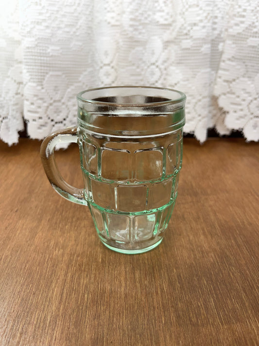 Barrel Shaped Green Glass Coffee Mug