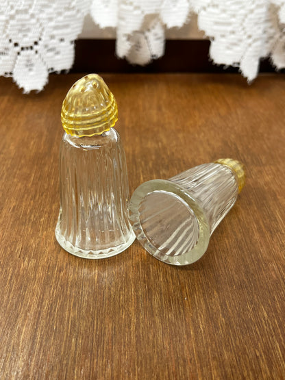 Vintage Hazel Atlas Clear Salt and Pepper Shakers with Plastic Lids