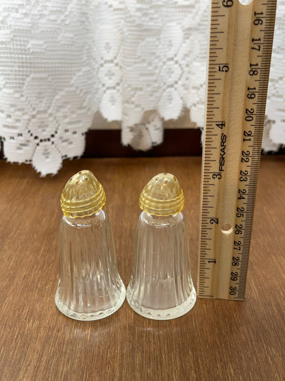 Vintage Hazel Atlas Clear Salt and Pepper Shakers with Plastic Lids