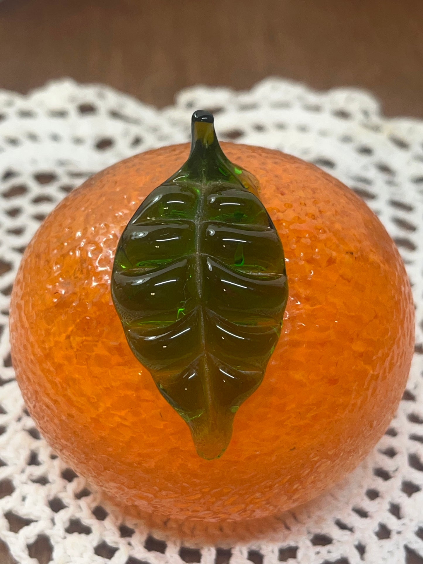 Vintage Hand Blown Murano Art Glass Textured Orange Paperweight