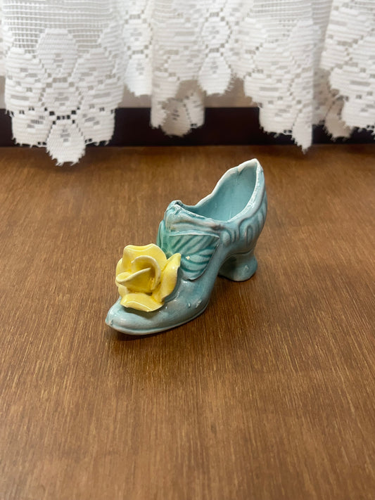 Vintage Antique Ceramic Decorative Floral Shoe