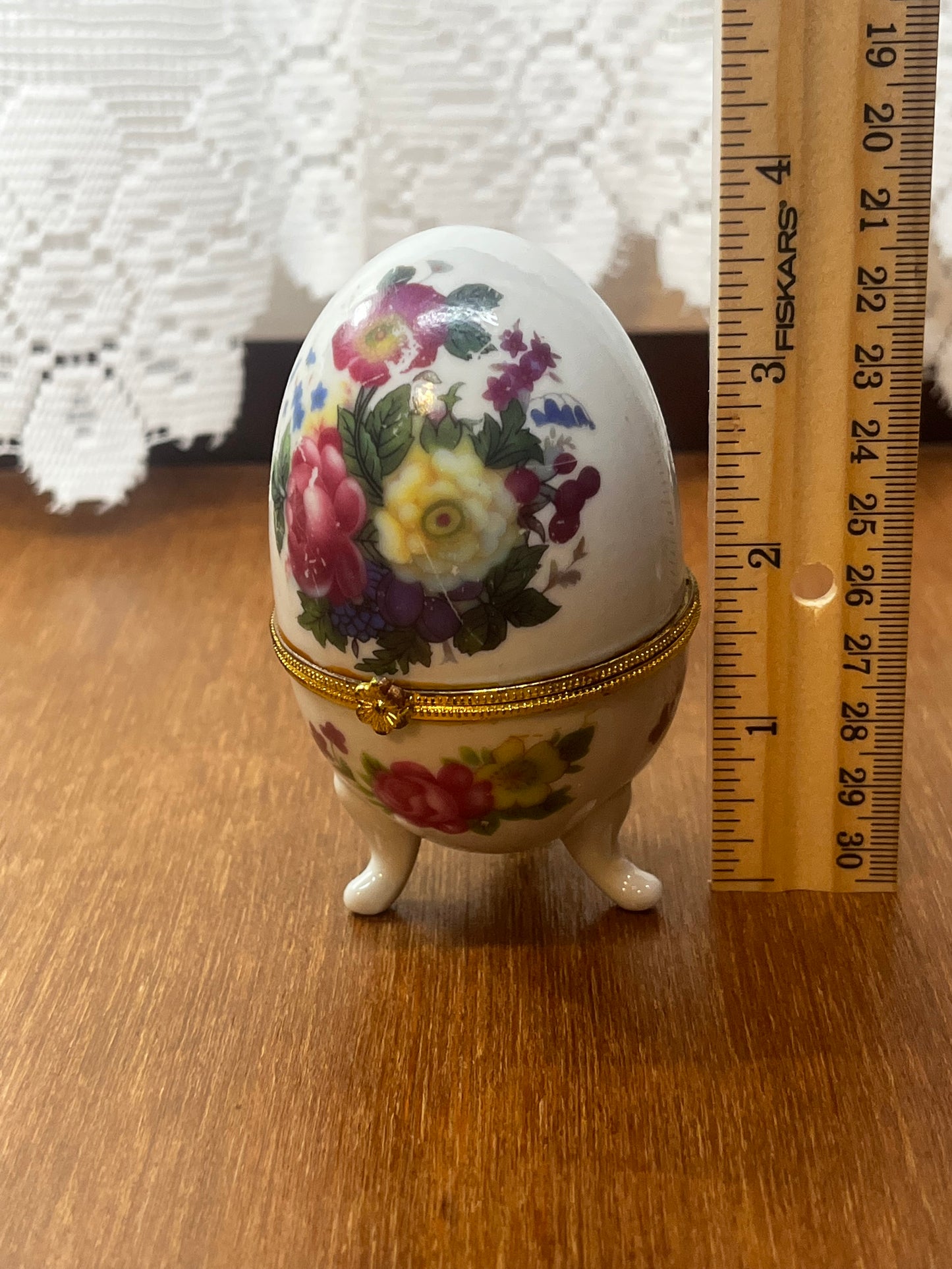 Vintage Antique Hinged Porcelain Egg trinket