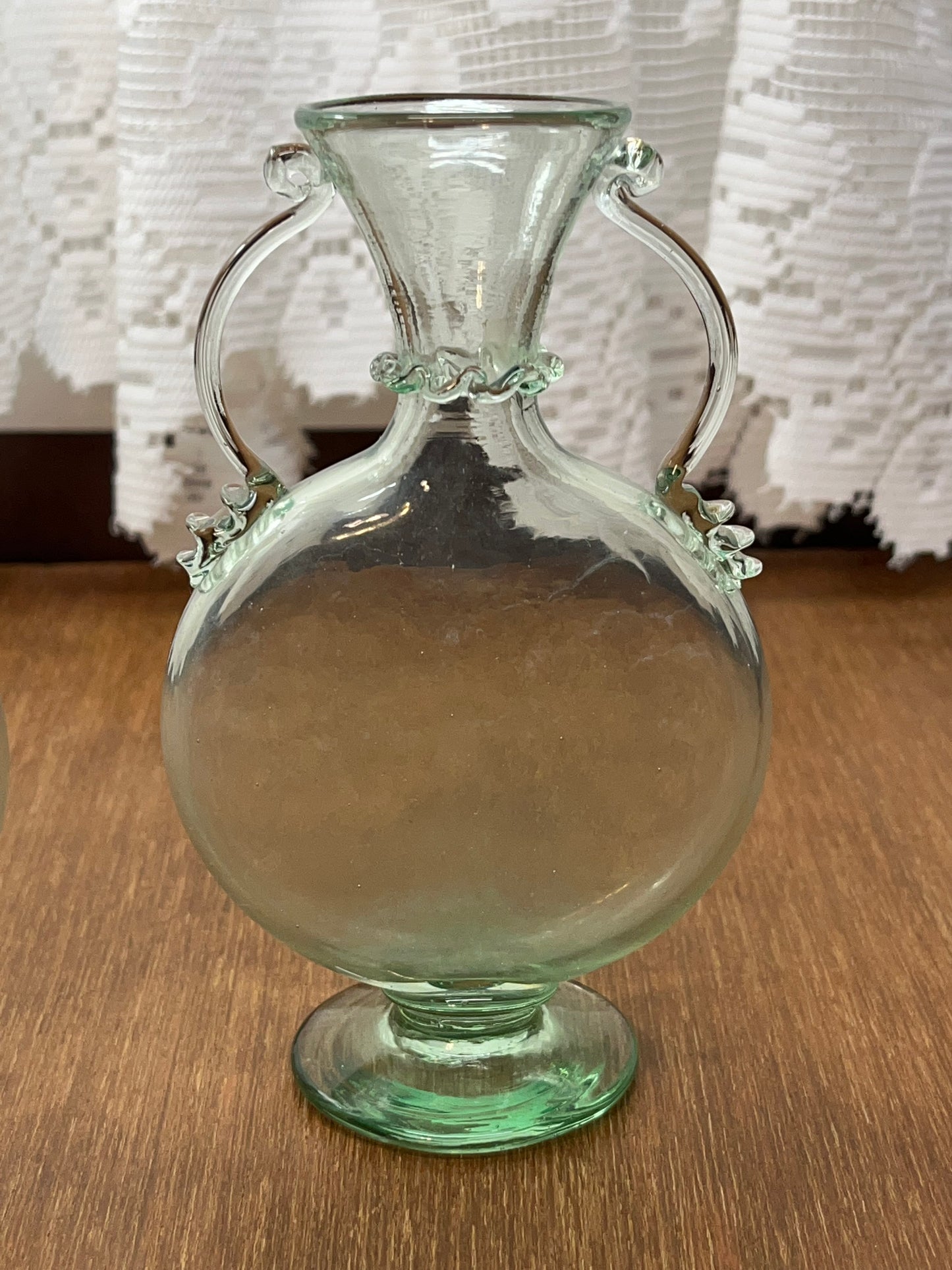 Vintage & Unique Light Green Hand Blown Glass Vases