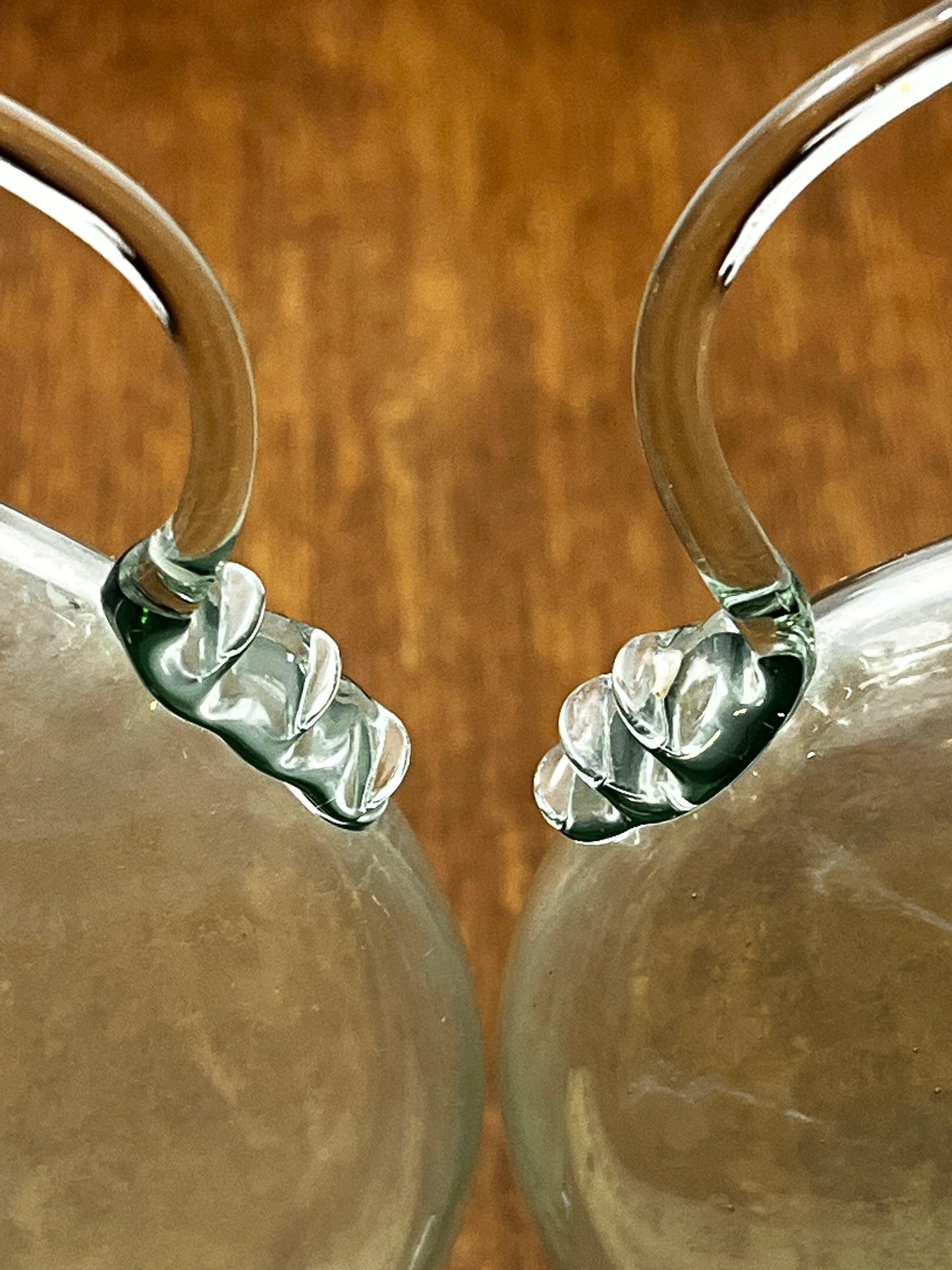 Vintage & Unique Light Green Hand Blown Glass Vases