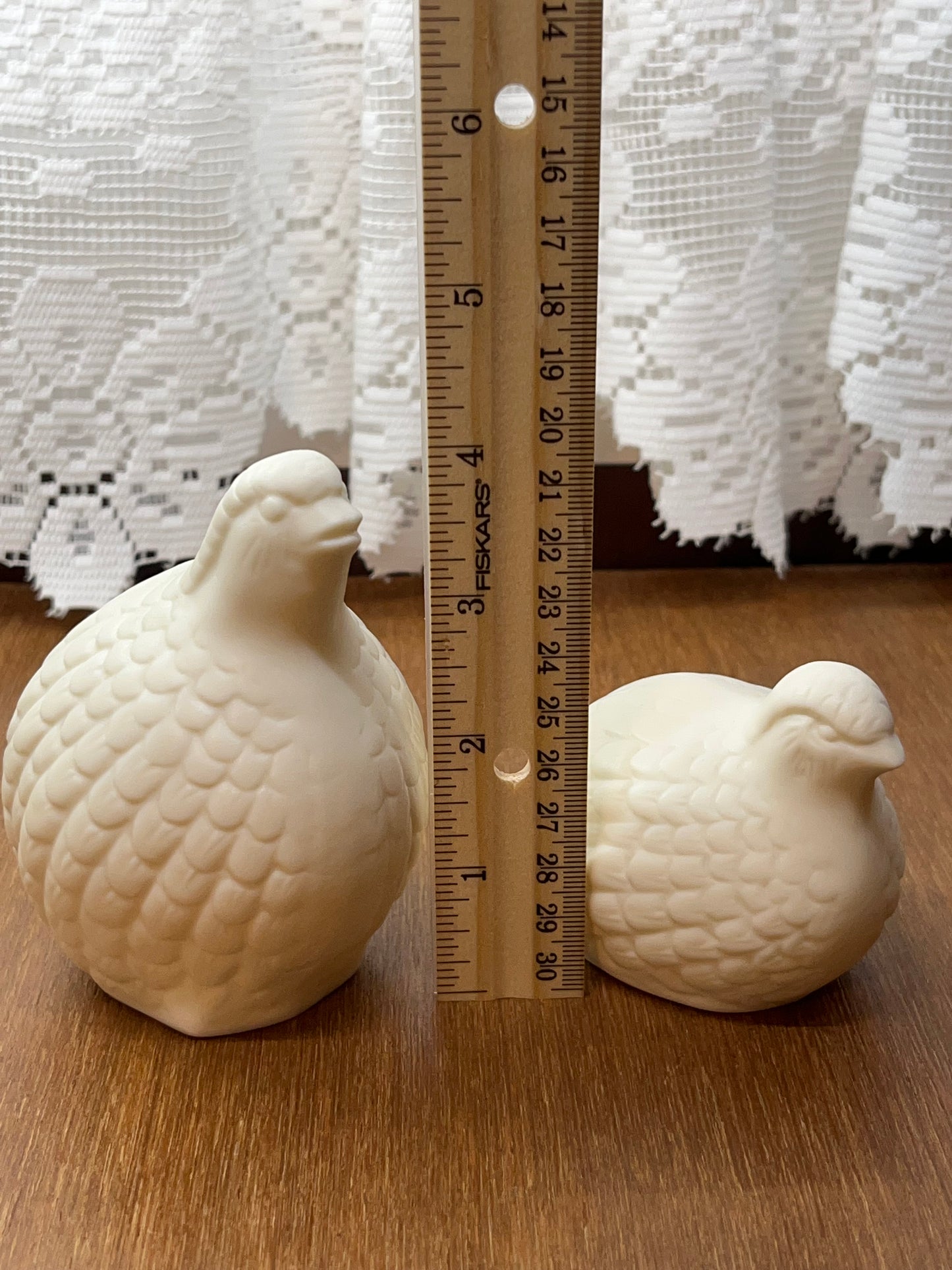 Vintage White Porcelain Quail Figurines