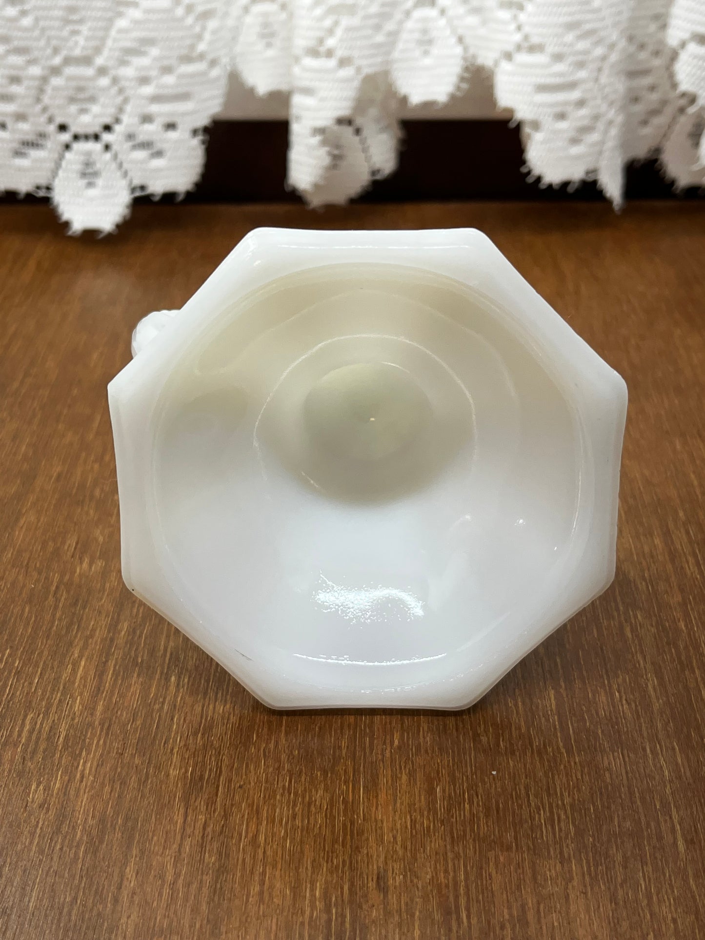 Vintage Milk glass Octagonal Candle Holder with Handle