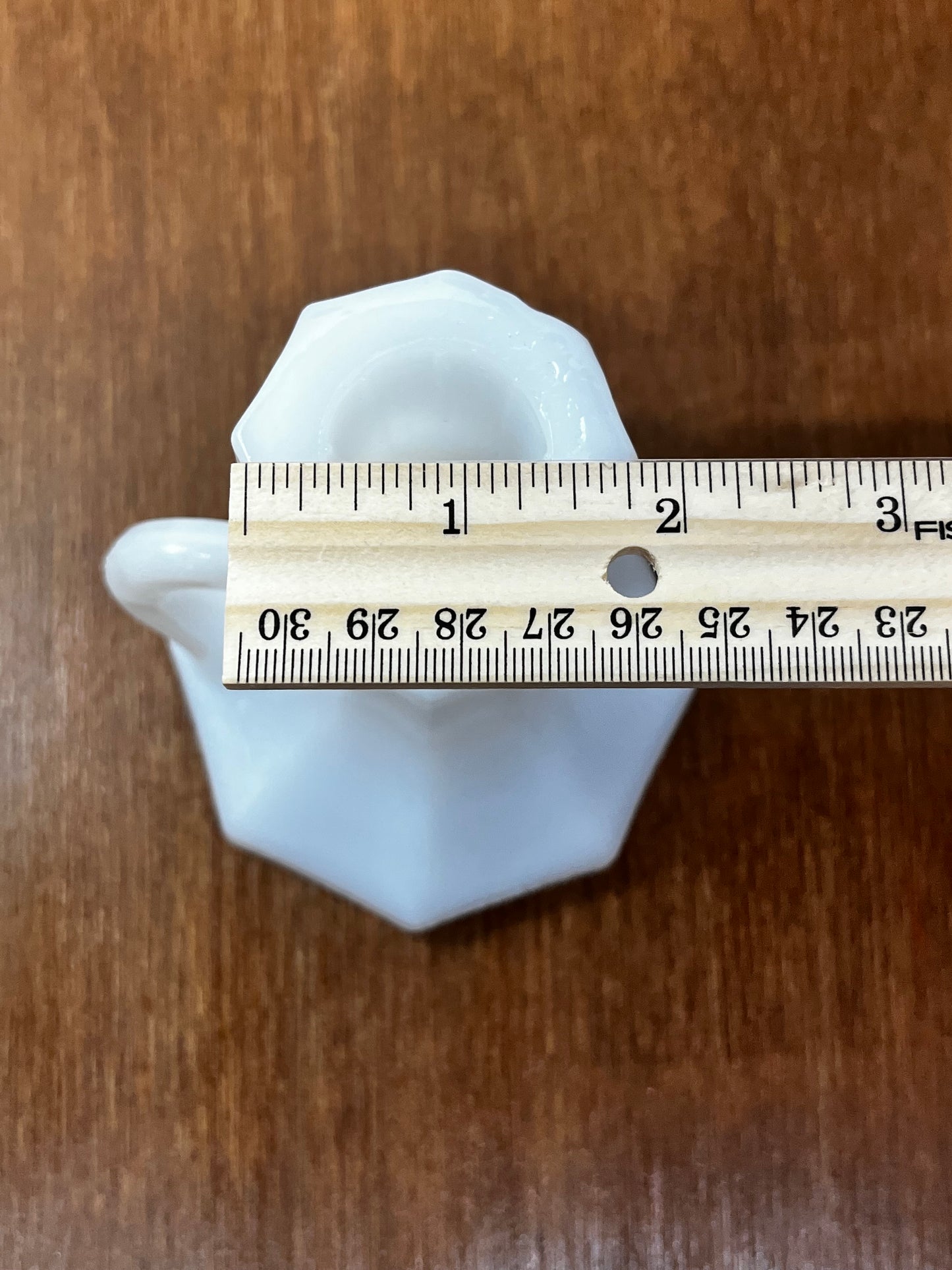 Vintage Milk glass Octagonal Candle Holder with Handle