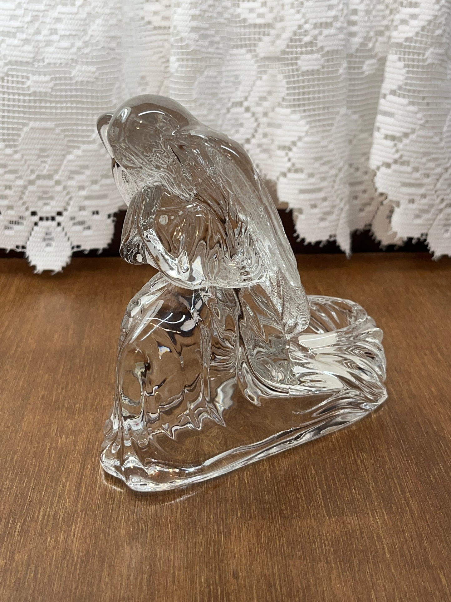 Votive Lead Crystal Kneeling Angel Candle Holder