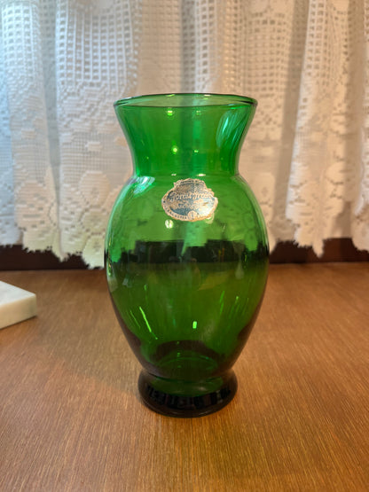 Vintage Forest Green Anchor Hocking Vase