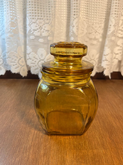 Vintage Amber Jar With Lid